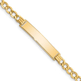14k Polished Semi-Solid Chain/Solid Plate Curb Link 33x6.75mm Plate 8 inch ID Bracelet